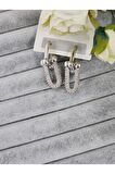 Gümüş Silver Taşlı Tiffany Model Sallantılı Küpe