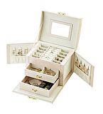 Premium Anahtarlı Kilitlenebilir Mücevher Takı Kutusu Yüzük - Altın - Bilezik - Küpe - Kolye - Mücevher Kutusu