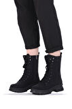 Mp 242-2212Zn Siyah Kadın Kışlık Düz Postal Bot Ayakkabı