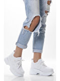 Mp 251-305Zn Beyaz Kalın Taban Kadın Sneaker Spor Ayakkabı