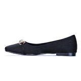 Scarletta S4 Siyah Saten Kadın Babet Ayakkabı