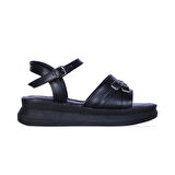 Ayakcenter By6 Ayışığı Siyah Tokalı Kadın Düz Sandalet