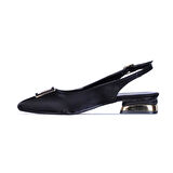 Ayakcenter Pia2 Siyah Saten Kadın Babet Ayakkabı