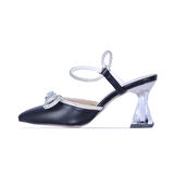 Ayakcenter By1 Ayışığı Siyah Cilt 7Cm Kadın Topuklu Ayakkabı