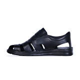 Ayakcenter 209 Sultan Siyah Deri Erkek Sandalet