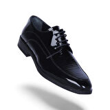 Censay 426 Siyah Rugan Kauçuk %Deri Erkek Klasik Ayakkabı