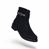 Alens A6 Siyah Nubuk Kadın Düz Bot