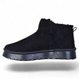 Skuaıter Rida Siyah Kadın İçi Kürklü Düz Bot