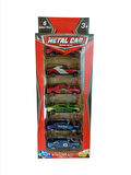 6'lı Metal Araba Seti, Şimşek, Renkli Tasarım, 8CM
