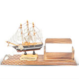 El Yapımı Ahşap Yelkenli Kartvizitlik / Kartlık 25CM