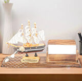 El Yapımı Ahşap Yelkenli Kartvizitlik / Kartlık 25CM