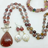 2388 Çilek Kuvars el yapımı kolye