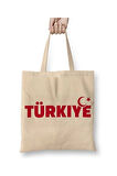Türkiye Türk Temalı Bez Çanta Uzun Saplı Alışveriş Çantası Plaj Çantası