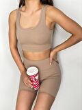 KADIN KISA SPOR FİTİLLİ CROP TAYT TAKIM