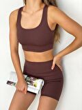 KADIN KISA SPOR FİTİLLİ CROP TAYT TAKIM