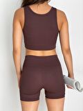 KADIN KISA SPOR FİTİLLİ CROP TAYT TAKIM