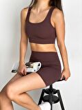 KADIN KISA SPOR FİTİLLİ CROP TAYT TAKIM