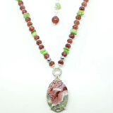 2393 Yosunlu Akik çilek Kuvars Sedef el yapımı kolye