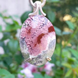 2393 Yosunlu Akik çilek Kuvars Sedef el yapımı kolye