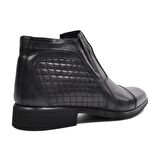 Burç Sivri Burun Orta Topuk Fermuarlı Günlük Siyah Klasik Bot Hakiki Deri