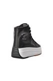 Po-30021 Siyah-Beyaz İçi Polarlı Kadın Hi Sneaker