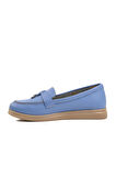 Ayakmod 23164 Bebe-Mavisi Hakiki Deri Kadın Loafer Ayakkabı