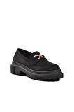 Walkway Dkc2311 Siyah Süet Kadın Loafer Ayakkabı
