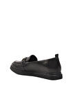 Ayakmod 44280 Siyah Hakiki Deri Kadın Loafer Ayakkabı