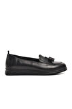 Ayakmod 44278 Siyah Hakiki Deri Kadın Loafer Ayakkabı