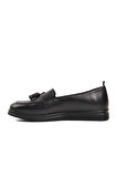 Ayakmod 44278 Siyah Hakiki Deri Kadın Loafer Ayakkabı