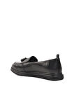 Ayakmod 44278 Siyah Hakiki Deri Kadın Loafer Ayakkabı