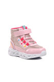 Ayakmod Kids-P Pudra Kalp Desenli Simli Kız Çocuk Sneaker Bot