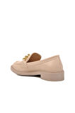 Ayakmod 418066 Bej Taşlı Kadın Loafer Ayakkabı