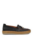 Ayakmod 394162 Siyah Hakiki Deri Kadın Loafer Ayakkabı