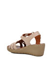 Ayakmod 390243 Krem Kadın Dolgu Topuk Sandalet