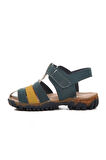 Ayakmod 24-417-B Lacivert Nubuk-Sarı Ortopedik Çocuk Sandalet