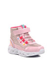 Ayakmod Kids-P Pudra Kalp Desenli Simli Kız Çocuk Sneaker Bot