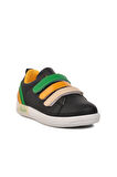 Walkway Siyah-Sarı Unisex Cırtlı Çocuk Sneaker 6502-F 