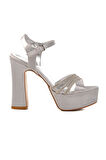 Gümüş Kadın Topuklu Abiye Ayakkabı 655413 Z