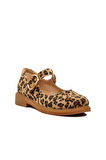 Kahve Leopar Desenli Kemerli Kadın Babet 572407 Z
