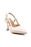 Beyaz İnce Topuklu Kadın Abiye Ayakkabı PC-54723 Z