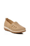 Bej Hakiki Deri Anatomik Kadın Casual Ayakkabı Z110 Z