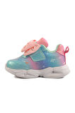 Turkuaz Cırtlı Işıklı Kız Çocuk Spor Ayakkabı 24002 B