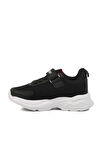 Siyah Kırmızı Fileli Cırtlı Unisex Çocuk Spor Ayakkabı Ruffon P