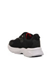 Siyah Kırmızı Fileli Cırtlı Unisex Çocuk Spor Ayakkabı Ruffon P