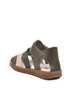 Haki Bej Cırtlı Hafif Unisex Çocuk Sandalet 17370 B
