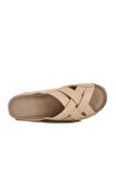 Bej Hakiki Deri Kadın Terlik 003 Z