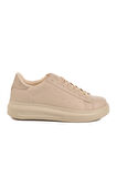 Ekru Bağcıklı Kadın Sneaker 156 G