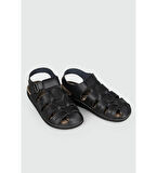 Siyah Cırtlı  Erkek Sandalet Apella M0307 M