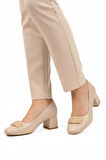 Bej Cilt Kalın Topuklu Kadın Abiye Ayakkabı 695039 Z